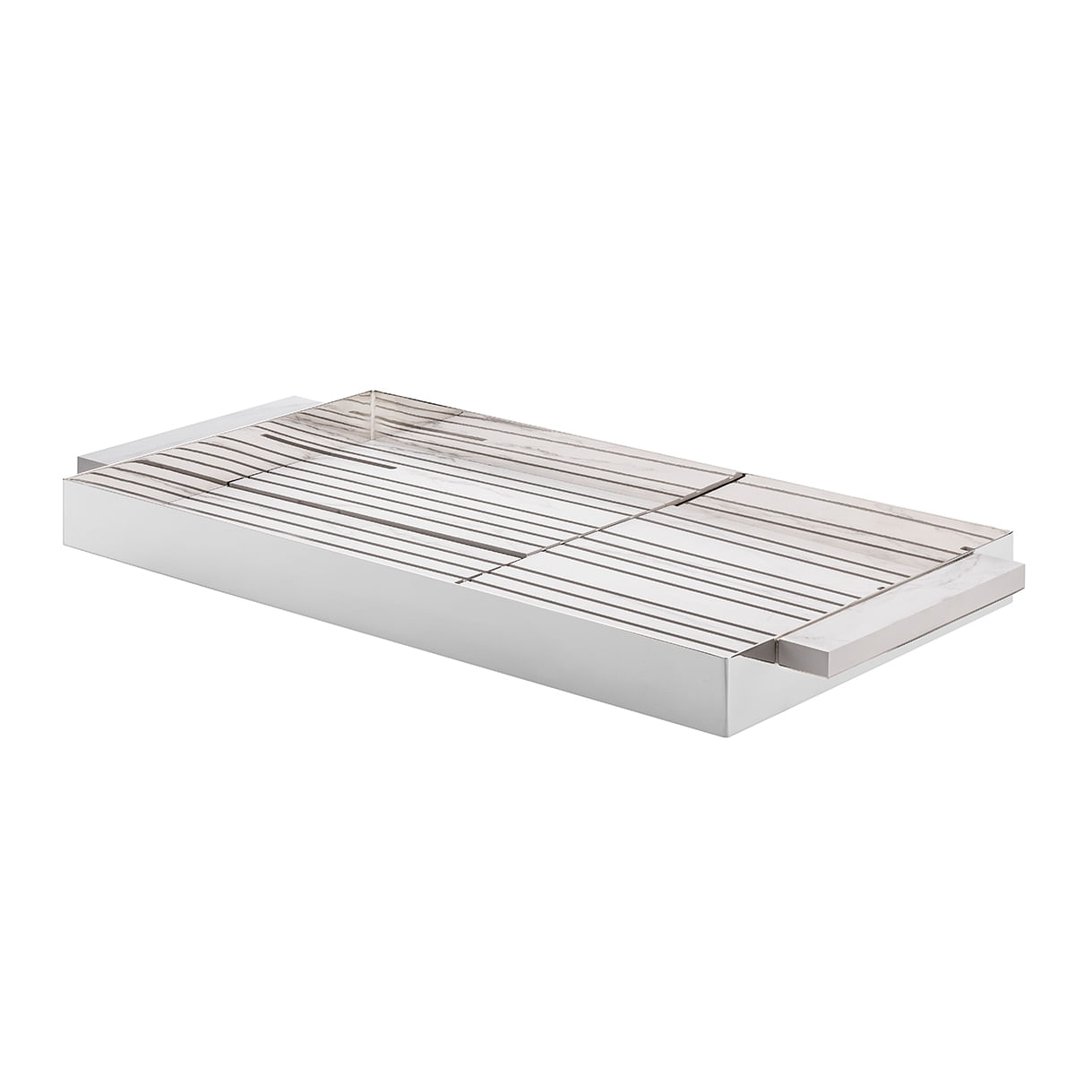 Bandeja Retangular Poiesis Níquel Fundo VIS Branco - Shop St James